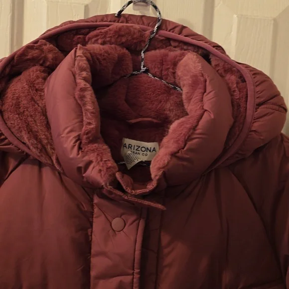 ARIZONA JEAN CO WOMEN'S JUNIORS WINTER BERRY HOODED COAT SIZE LARGE - Picture 2 of 15